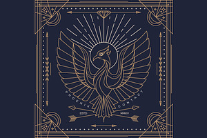 Thin line bird label