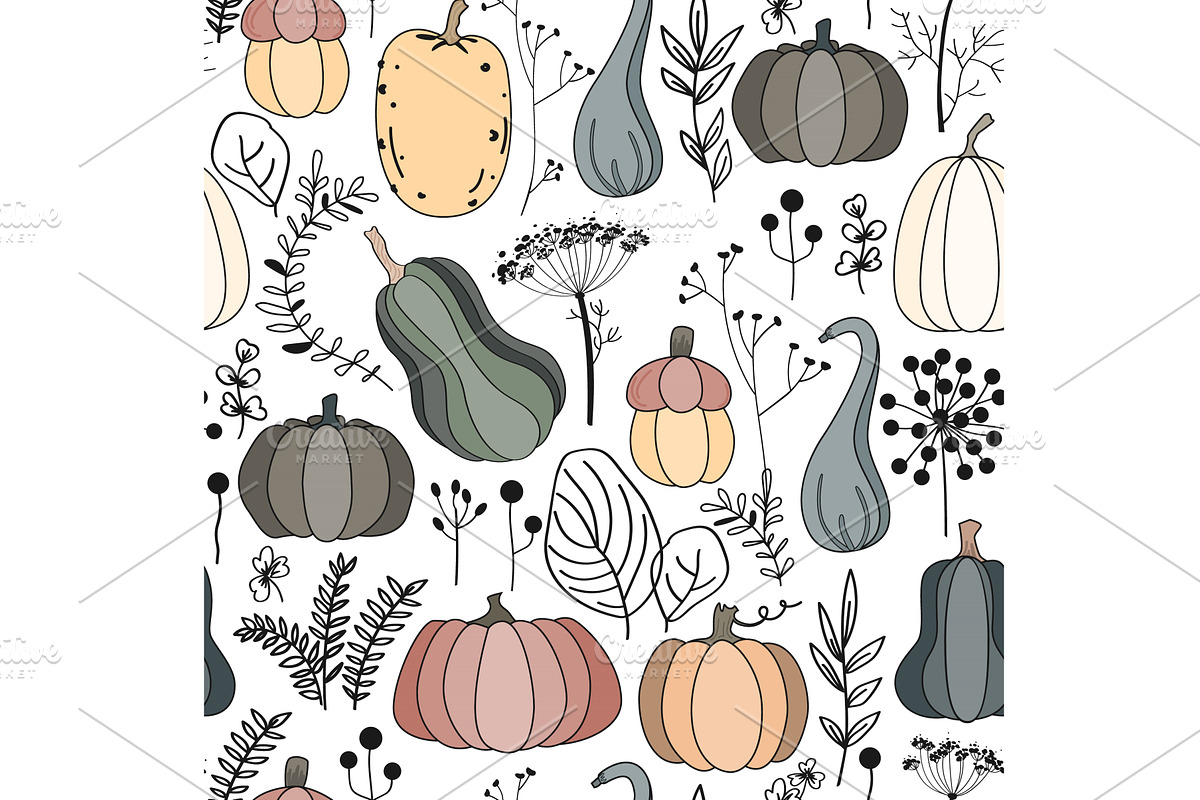 Autumn natural seamless pattern with, an Object Illustration by Toltemara