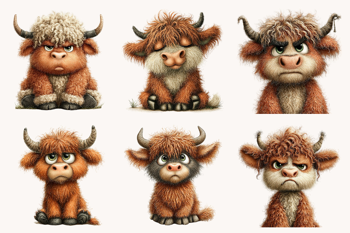 Whimsical sarcastic highland cow, a Seasonal Illustration by Designworld (Photo 2 of 10)
