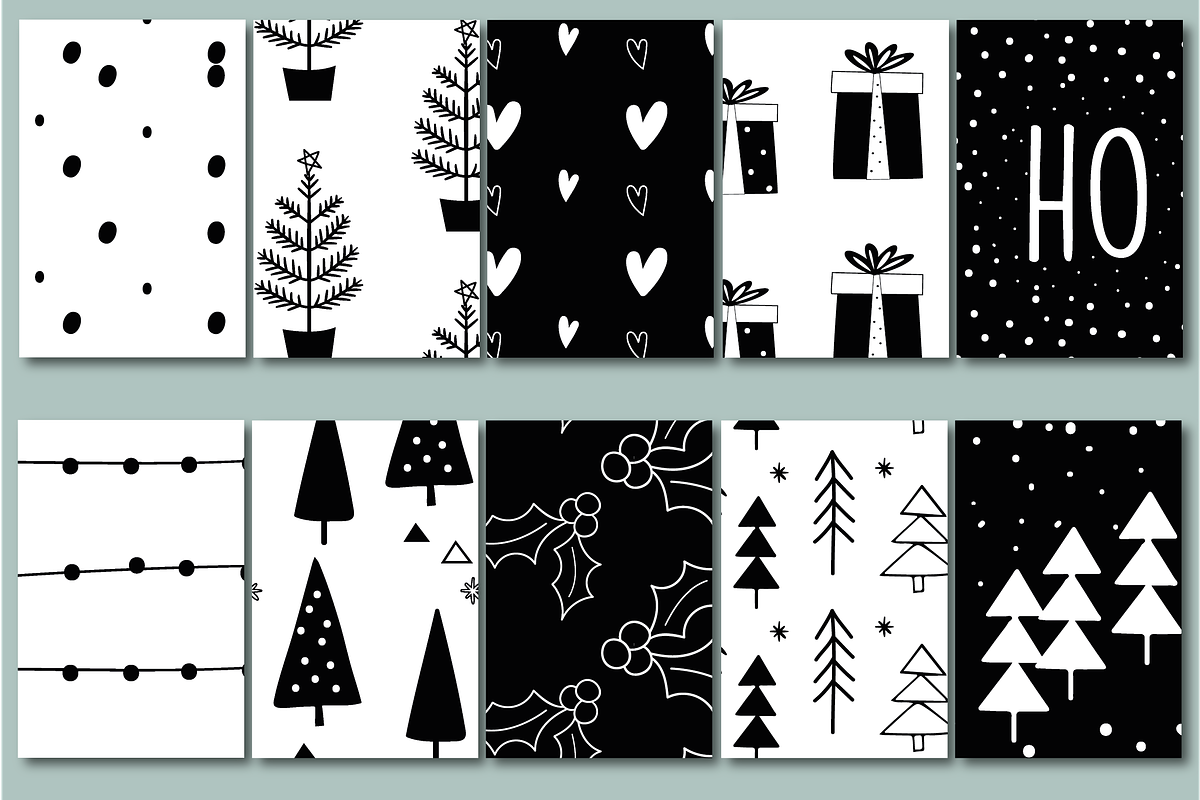 Mono xmas papers, a Pattern Graphic by Poppymoondesign