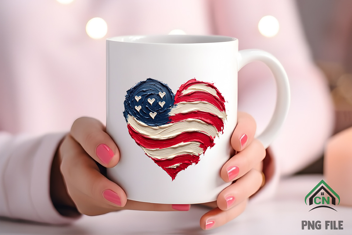Brushstroke American Flag Heart Png, an Illustration by Craft Nest (Photo 4 of 6)