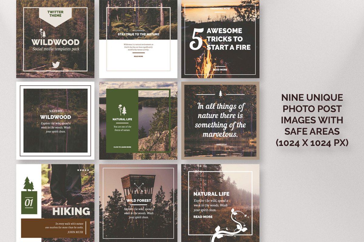 WILDWOOD Twitter Templates Pack, a Social Media Template by Mikko Lemola (Photo 3 of 3)