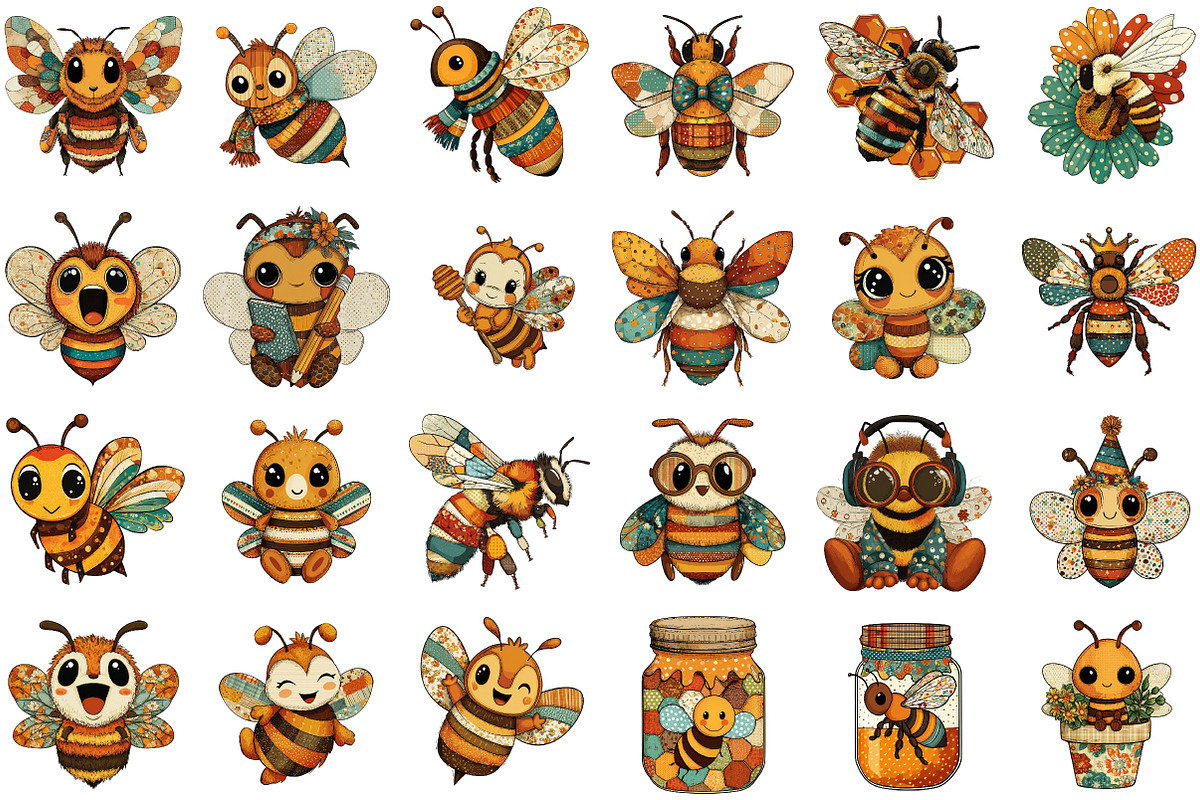 Quirky Funny Bee Clipart, an Illustration by Sublimation Artist (Photo 2 of 6)