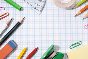 Frame of School and office supplies