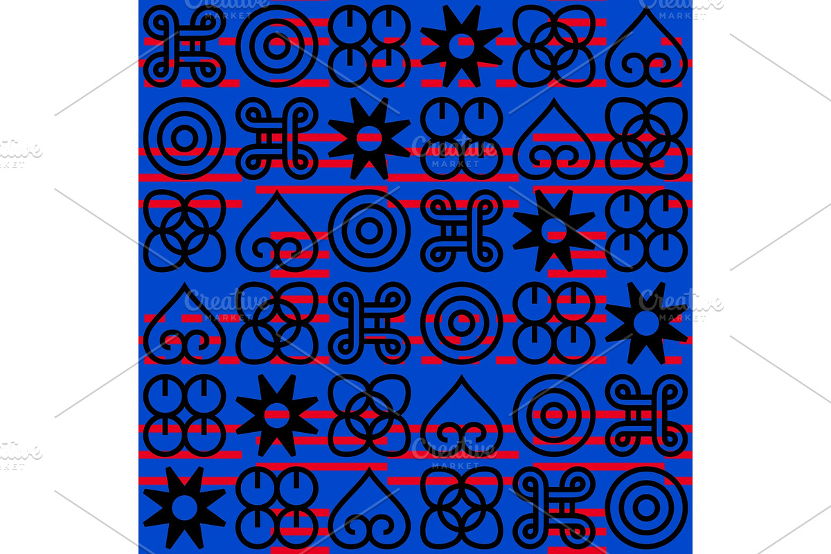 Seamless African Adinkra pattern., a Pattern Graphic by incomible