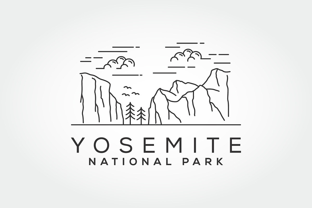 yosemite national park line art logo, a Branding & Logo Template by PrastHF