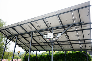 Solar panel installation on a steel structure in Rzeszow, Poland, a Photo by AS photostudio