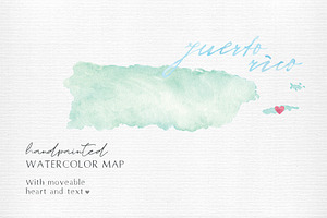 Watercolor Map of Puerto Rico, an Illustration by Beloved Paper