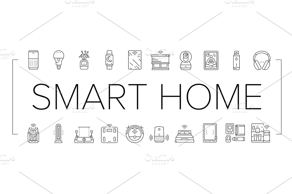smart home wellness automation icons, a Technology Illustration by pikepicture