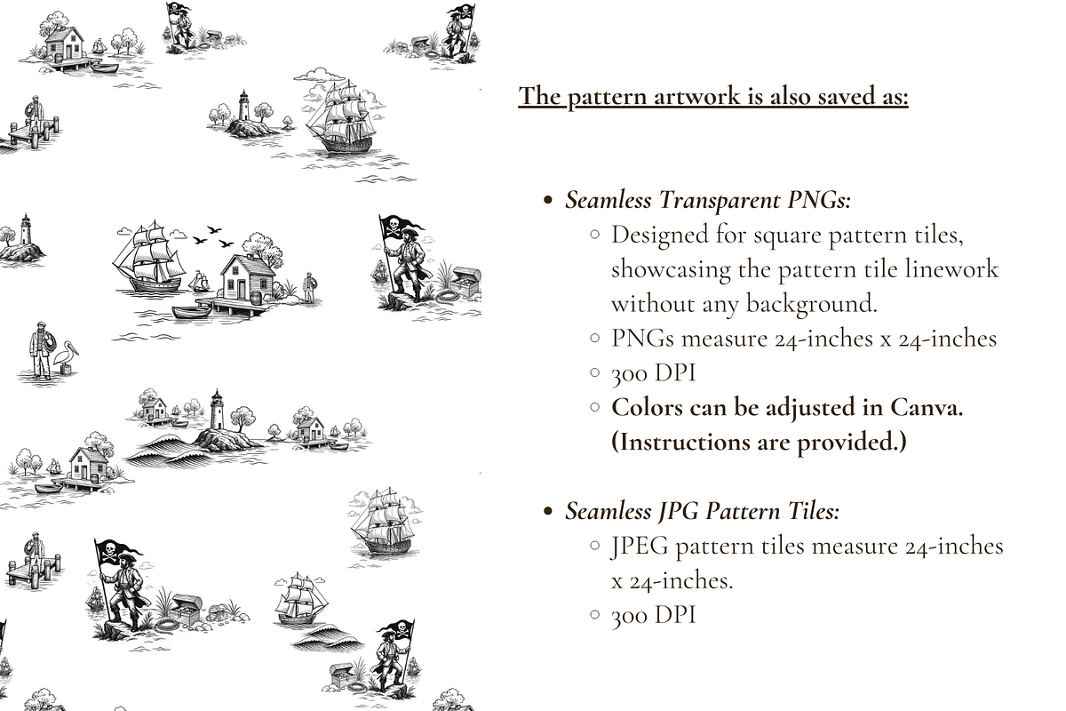 Refined Pirate Toile de Jouy Print, a Background Graphic by Hughes Studio (Photo 6 of 8)