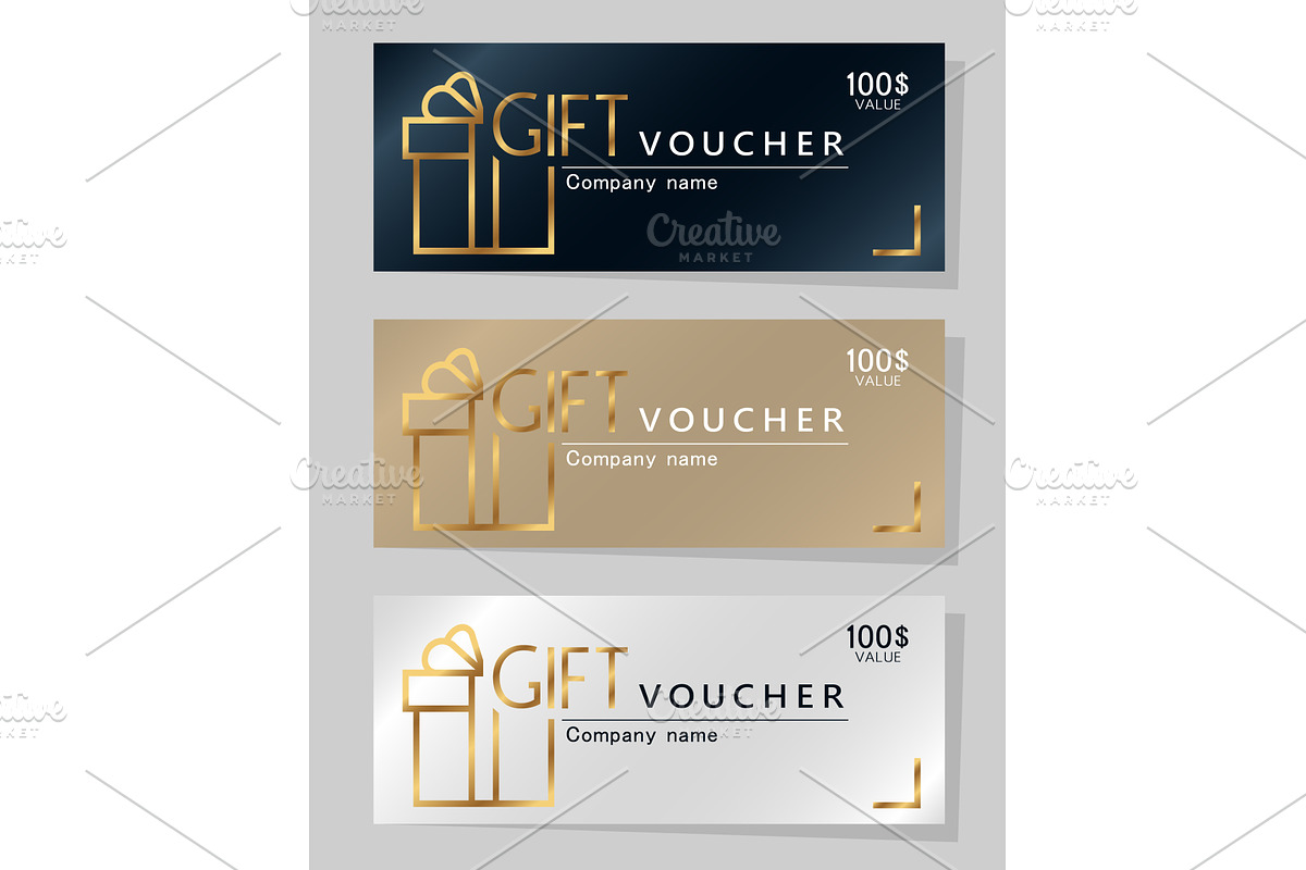 Set of gift vouchers black, gold and, a Texture Illustration by innakreativ