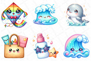 Kawaii Beach Clipart Bundle, an Illustration by DreamPrint404 (Thumbnail 3 of 6)