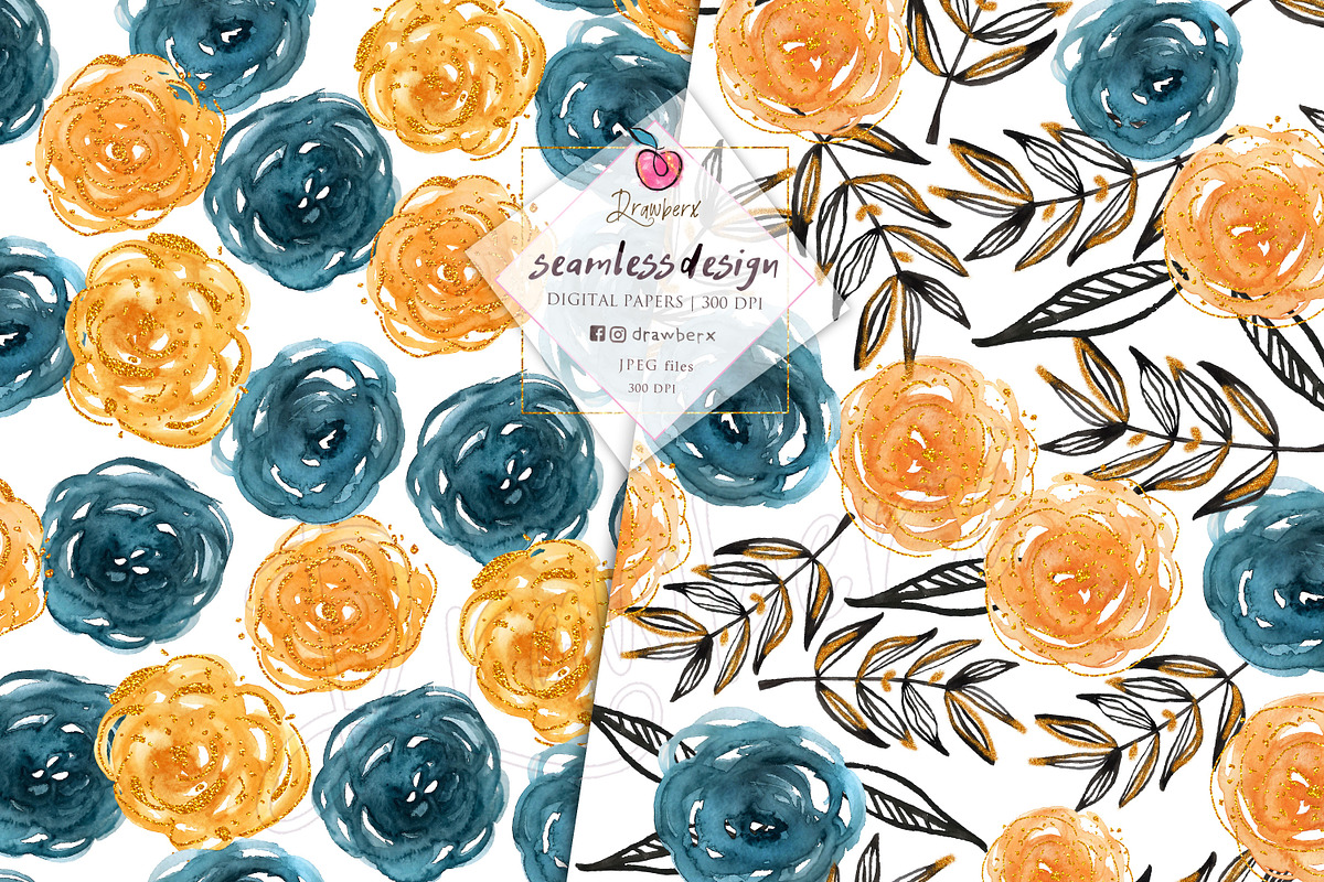 Rose Flowers Seamless Paper pack 012, a Pattern Graphic by Drawberx (Photo 6 of 9)