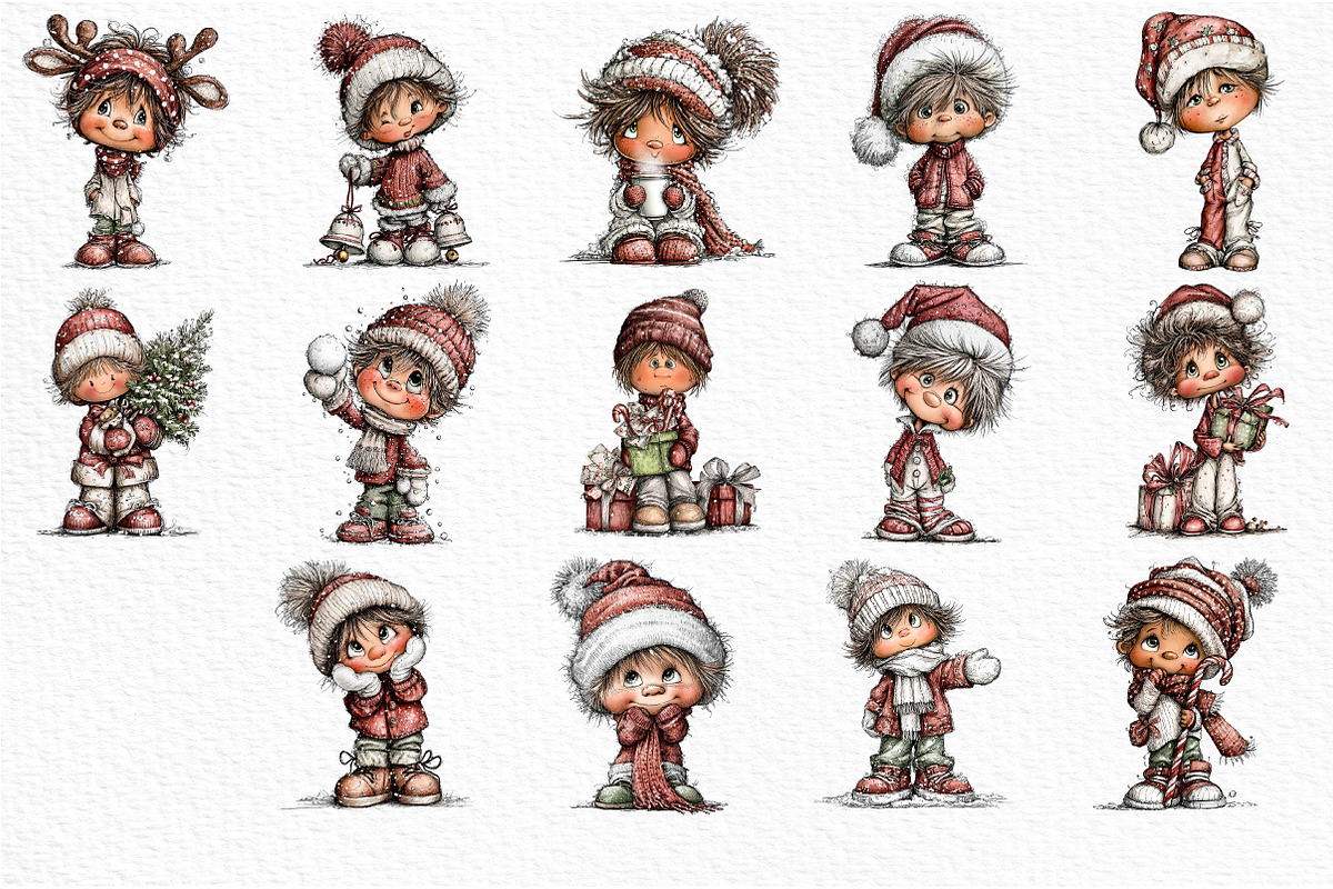 Cute little Christmas boy Clipart, an Illustration by Craft Nest (Photo 5 of 5)