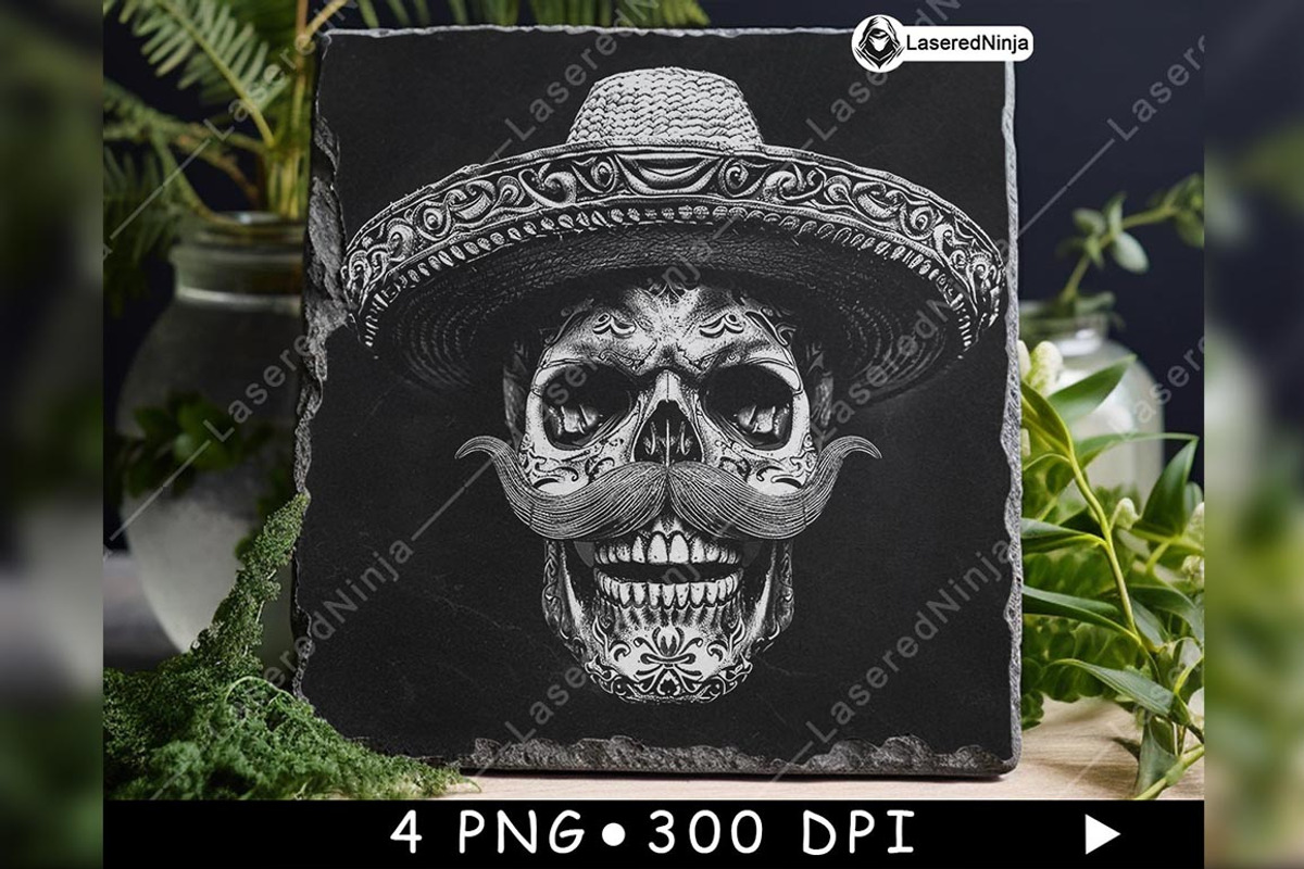 Skull Sombrero Hat Mustache Gothic, a Background Graphic by LaseredNinja (Photo 2 of 7)
