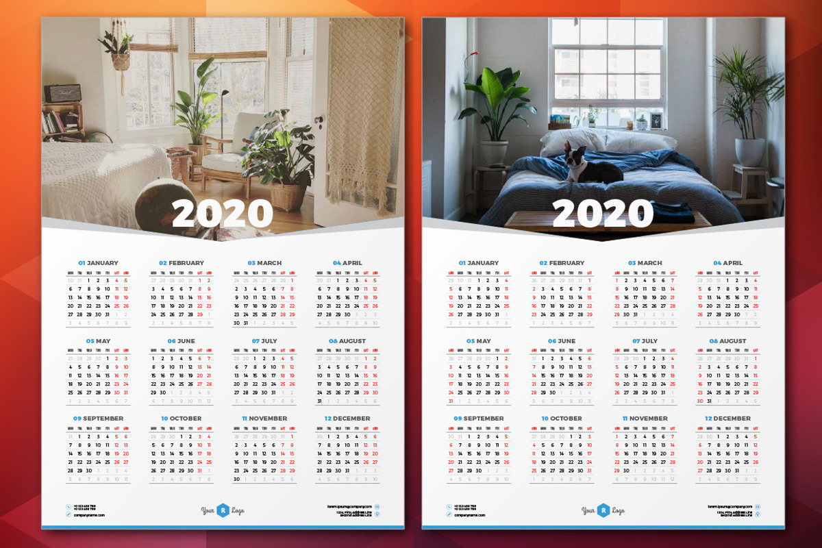 Calendar Poster 2020, a Stationery Template by AntartStock (Photo 2 of 4)