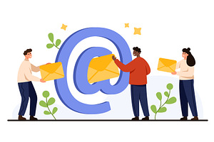 People Sending Email Envelopes, a Technology Illustration by Flashvector
