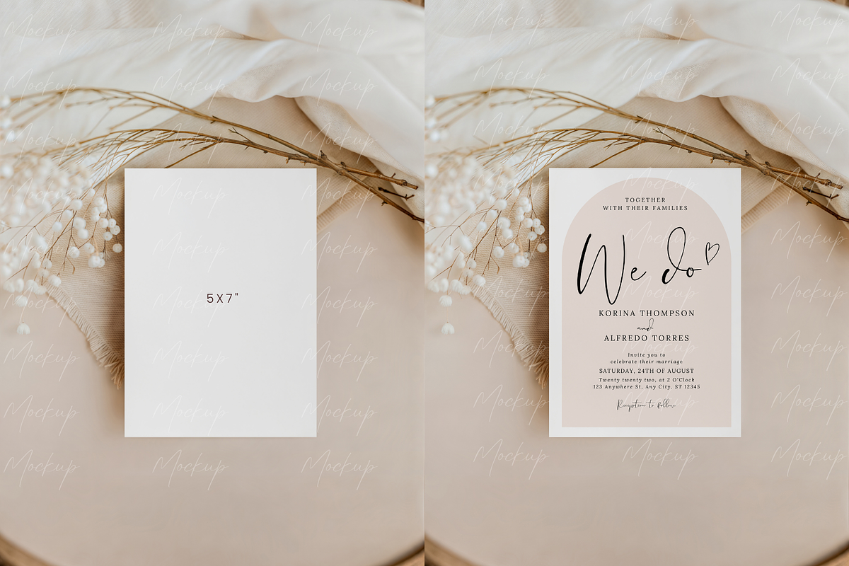 Minimalist Card Mockup Flowers, a Product Mockup by TatiMockup (Photo 2 of 3)