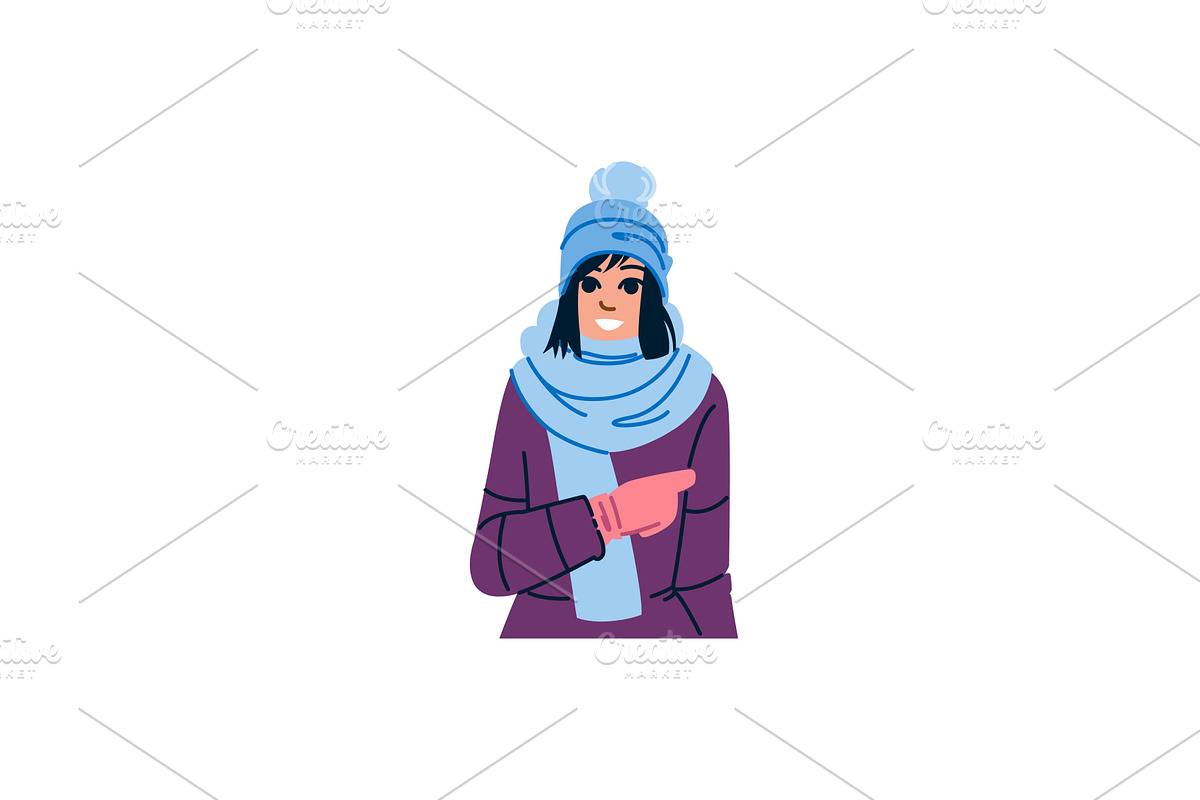 Smiling woman pointing finger, an Illustration by pikepicture