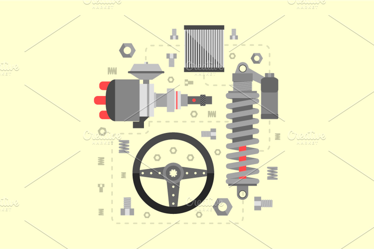 16 Auto Spare Parts Set, an Icon by Olha Kostiuk (Photo 8 of 10)