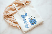 Retro Blue Denim Ghost Png, an Illustration by Watercolor design (Thumbnail 2 of 3)
