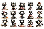 Halloween Cat PNG Clipart Bundle, an Animal Illustration by Nicolle's Colorful Art (Thumbnail 4 of 5)