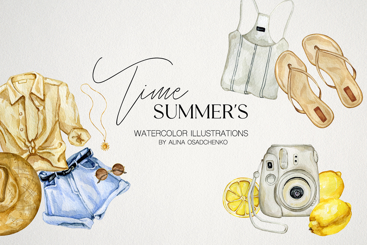 Summer's Time Watercolor collection, a Food Illustration by CrystalinaShop (Photo 1 of 4)