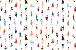 Tiny People Seamless Patterns Set