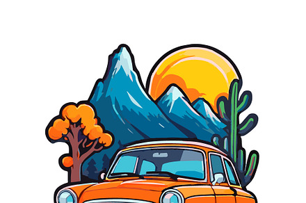 Glossy orange retro car