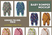 Baby Romper -Kimono one Tie Mockup, a Hoody Mockup by Nora Gad (Thumbnail 1 of 15)