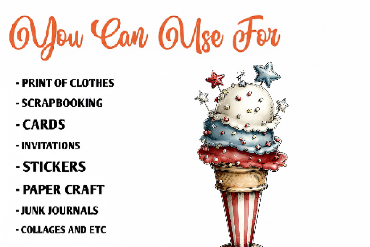 Patriotic Ice-Cream PNG Clipart, a Seasonal Illustration by CreationArt (Photo 5 of 7)