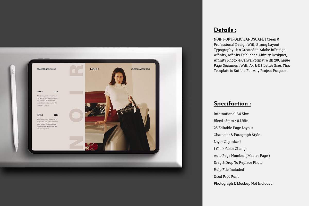 NOIR | Portfolio Brochure Template, a Brochure Template by TemplateFolio-Shop (Photo 3 of 12)