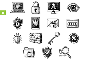 Cybersecurity Protection Icons, an Object Graphic by RT Studio