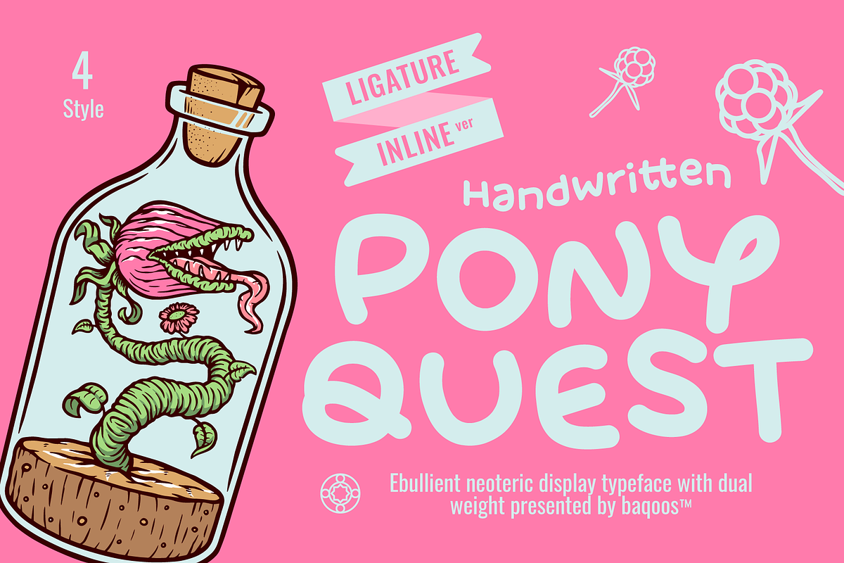 Pony Quest Font, a Handwritten Font by baqoos (Photo 1 of 7)