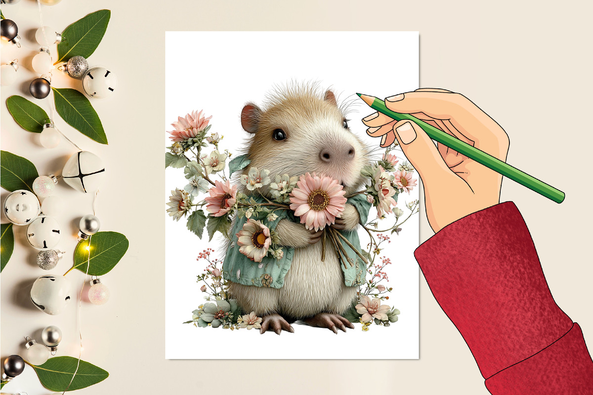 Whimsical Fall Autumn Capybara, a Seasonal Illustration by Rose Art (Photo 6 of 9)