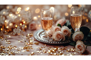 Romantic wedding champagne glasses, a Photo by Rodica Ciorba