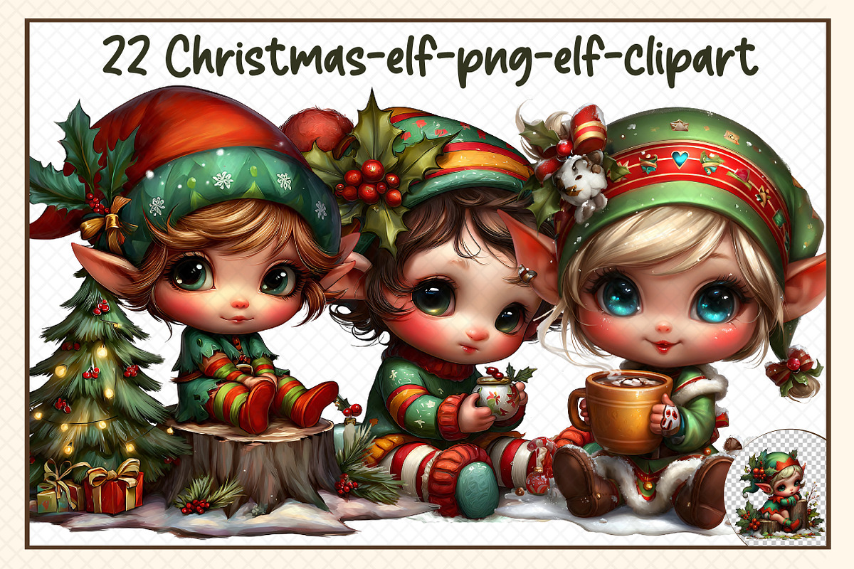 Christmas elf Png elf Clipart, an Illustration by cherrydesign (Photo 3 of 3)