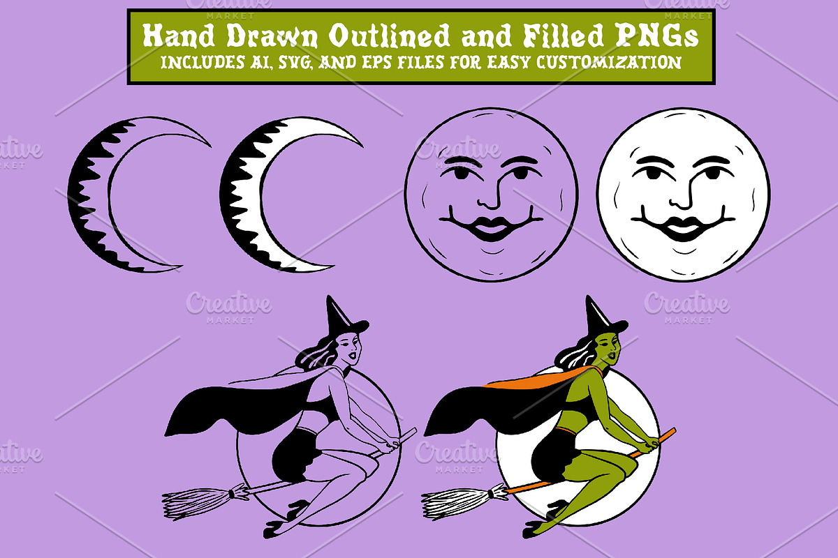 Vintage Halloween Clipart & Patterns, a Seasonal Illustration by Ashley Katrina (Photo 7 of 15)