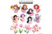 Watercolor Pink Fairy Clipart Bundle, an Illustration by CharmClipart (Thumbnail 4 of 9)