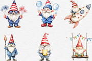 Watercolor Patriotic Gnome Clipart, an Illustration by Black Bird Studio (Thumbnail 3 of 6)