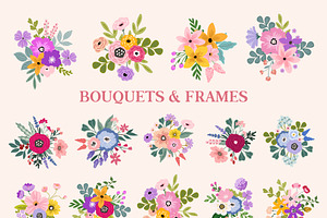 Vivid Flowers, Clipart & Patterns