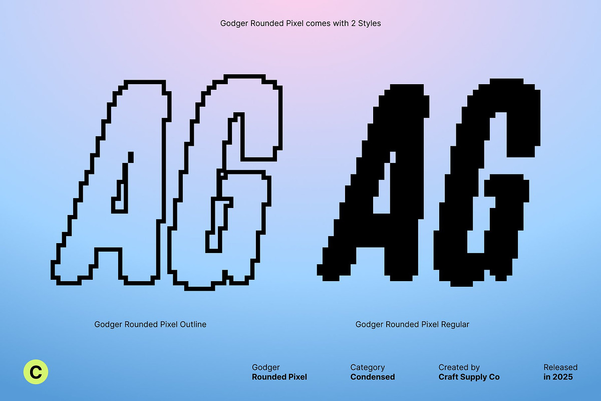 Godger Rounded Pixel, a Sans Serif Font by Craft Supply Co. (Photo 3 of 8)