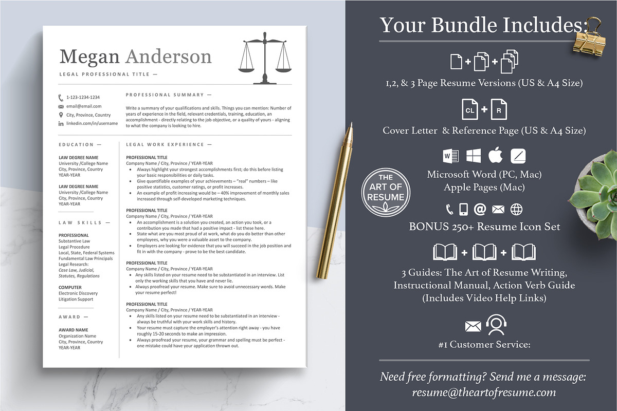 Legal Resume | Lawyer, Law Clerk CV, a Resume Template by The Art of Resume (Photo 2 of 8)