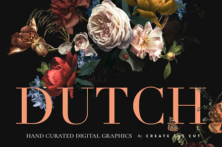 Vintage Floral Clip Art - Dutch, an Illustration by Create The Cut