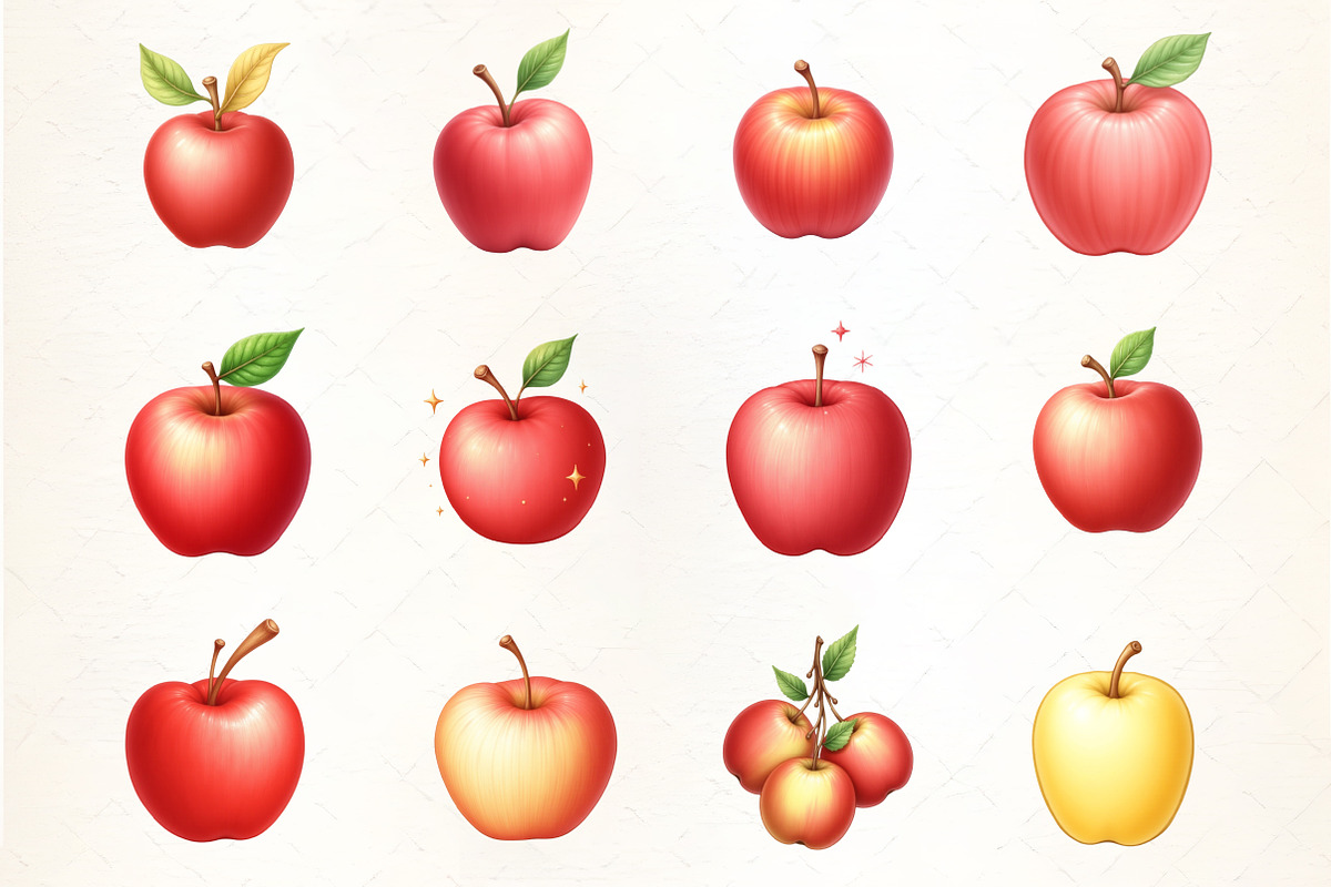 Falling Apples Watercolor Clipart, an Illustration by CrexoraLab (Photo 2 of 5)