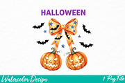 Halloween Pumpkin Cherries, an Illustration by Watercolor design (Thumbnail 1 of 3)