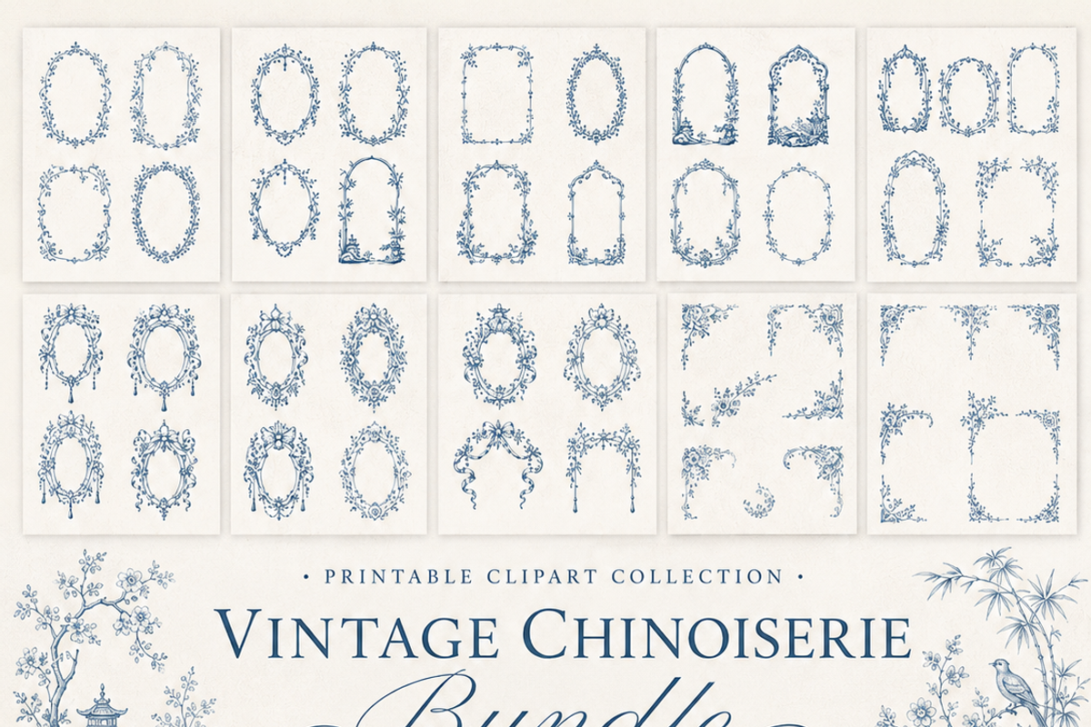 Vintage Chinoiserie clipart, a Decorative Illustration by HeavensStar (Photo 3 of 10)