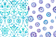 Cool Watercolor Floral Backgrounds, a Pattern Graphic by Paper Element (Thumbnail 5 of 7)