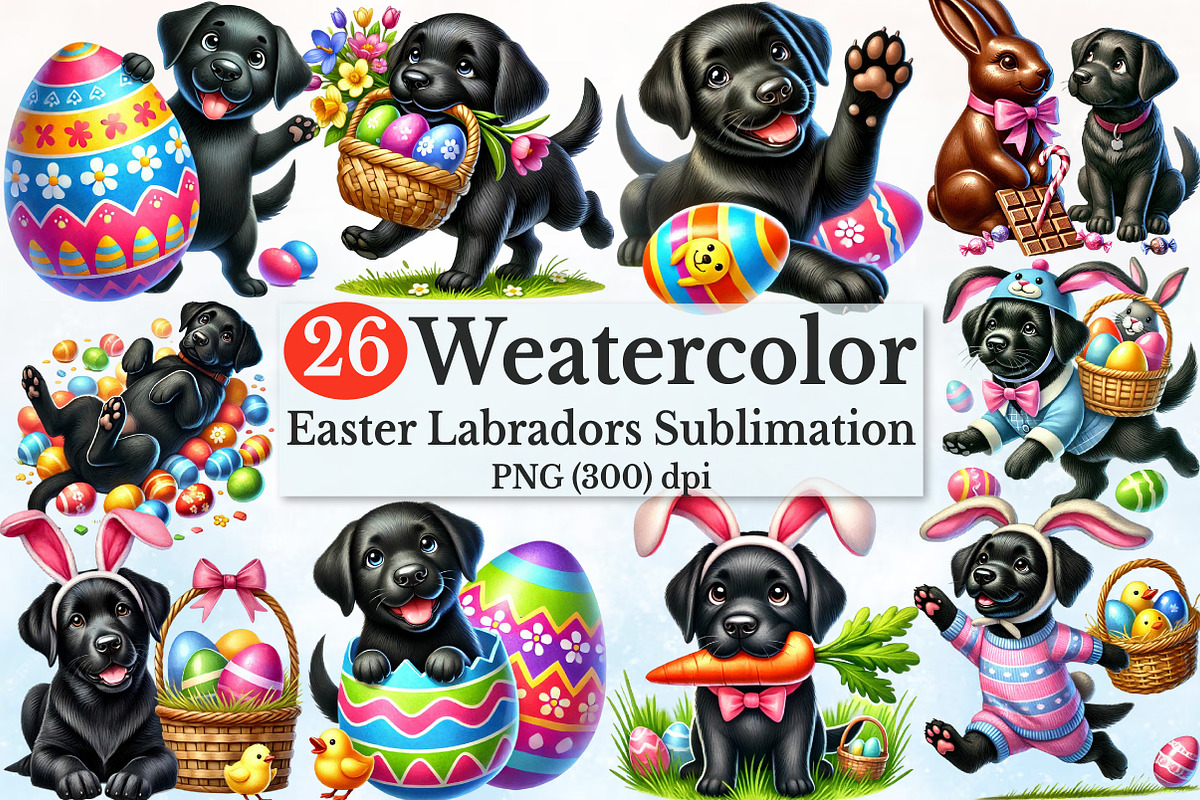 Easter Clipart, Labradors Clipart Bu, a Seasonal Illustration by Rose Art (Photo 1 of 4)