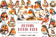 Autumn American Robin Bird Clipart, an Illustration by CreationArt (Thumbnail 1 of 9)